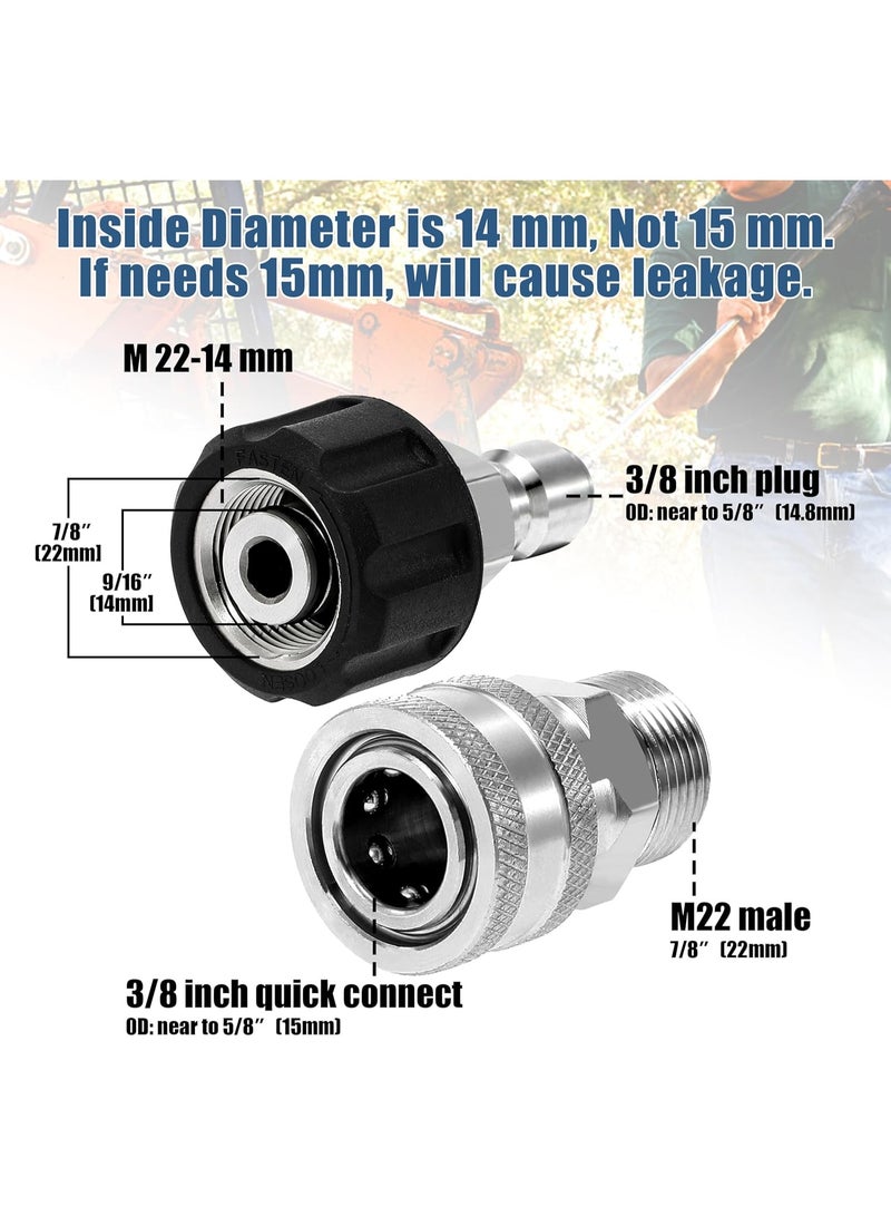 مجموعة أدوات توصيل سريع للغسالات ذات الضغط العالي - M22 14mm إلى M22 من الستانلس ستيل، معدل للضغط العالي - Image 4